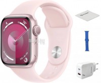 Фото APPLE Watch Series 9 GPS 41mm Pink Aluminium Case with Light Pink Sport Band - S/M MR933 Выгодный набор + подарок серт. 200Р!!!