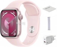 Фото APPLE Watch Series 9 GPS 45mm Pink Aluminium Case with Light Pink Sport Band - M/L MR9H3 Выгодный набор + подарок серт. 200Р!!!