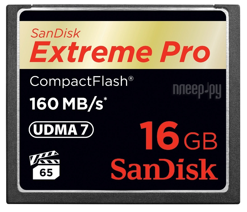   16Gb - SanDisk Extreme Pro CF 160MB / s - Compact Flash SDCFXPS-016G-X46