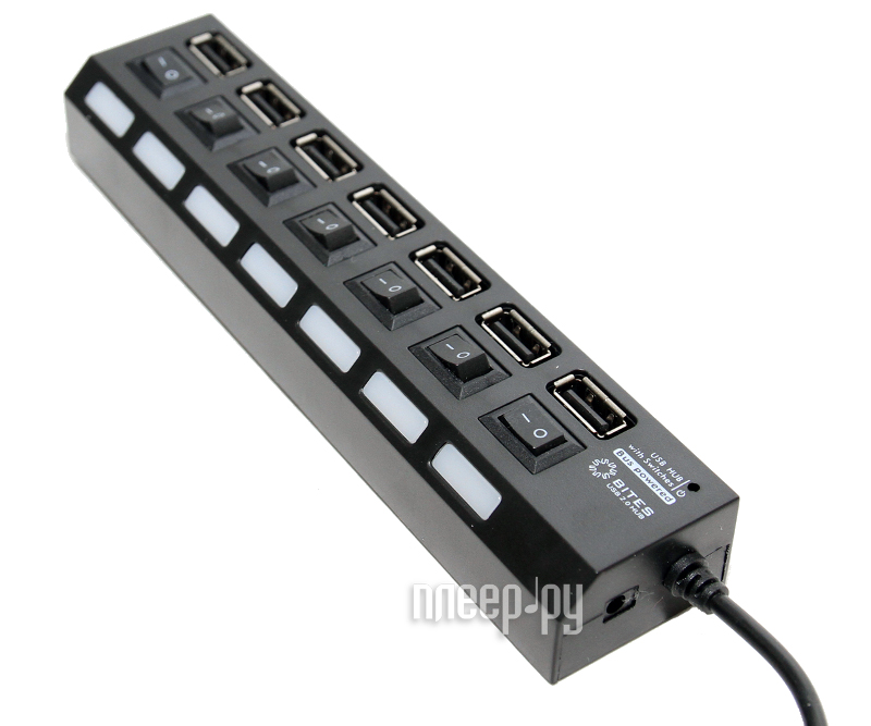  USB 5bites HB27-203PBK USB 7 ports Black 