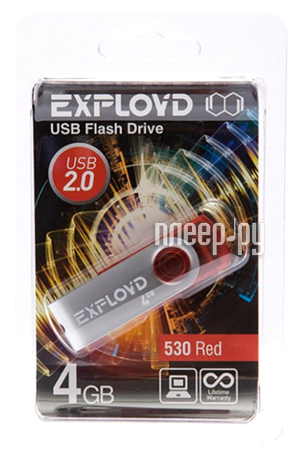 USB Flash Drive 4Gb - Exployd 530 Red EX004GB530-R  208 