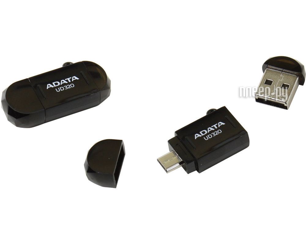 USB Flash Drive 16Gb - A-Data DashDrive UD320 OTG USB 2.0 / MicroUSB Black AUD320-16G-RBK  489 