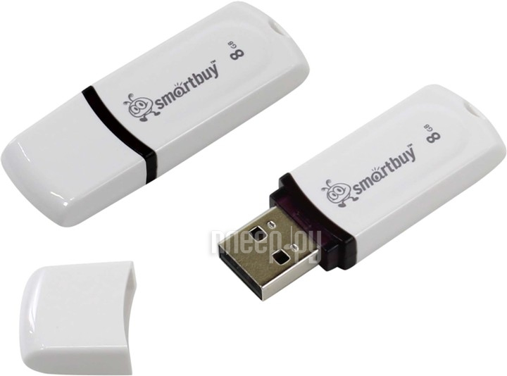 USB Flash Drive 8Gb - SmartBuy White SB8GBPN-W
