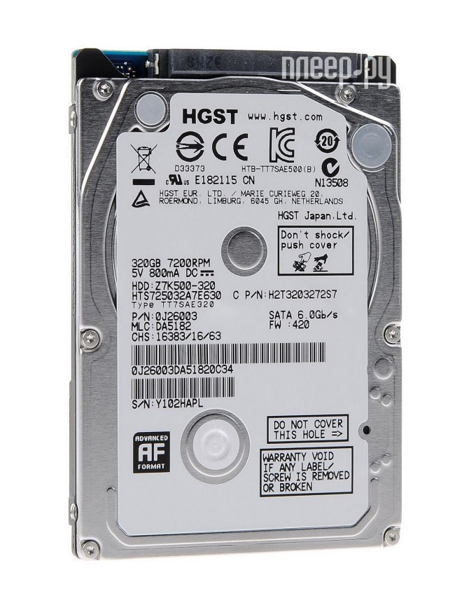 Жесткий диск 320Gb - HGST / Hitachi Travelstar Z7K500 HTS725032A7E630 / 0J26003