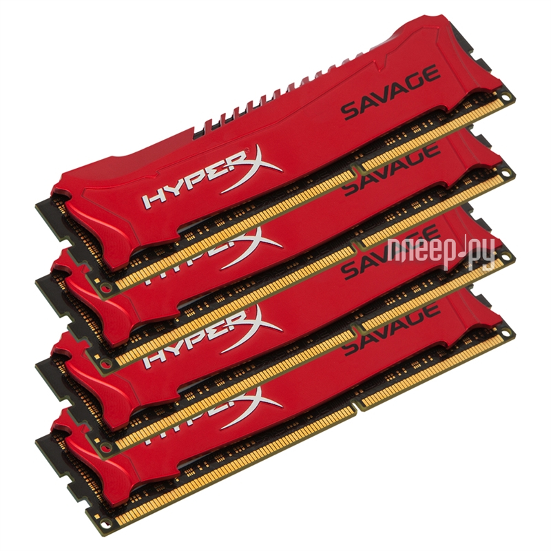   Kingston HyperX Savage DDR3 DIMM 2400MHz PC3-19200 CL11 - 32Gb KIT (4x8Gb) HX324C11SRK4 / 32  19296 
