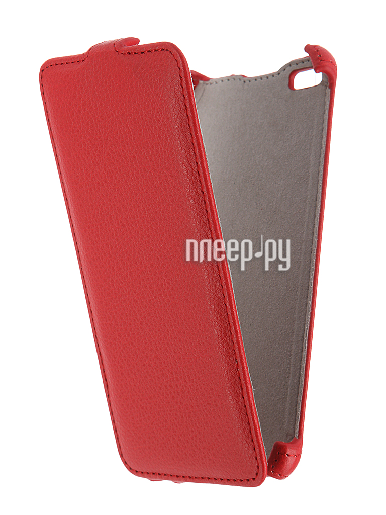   Micromax Q450 Canvas Silver 5 Activ Flip Case Leather Red