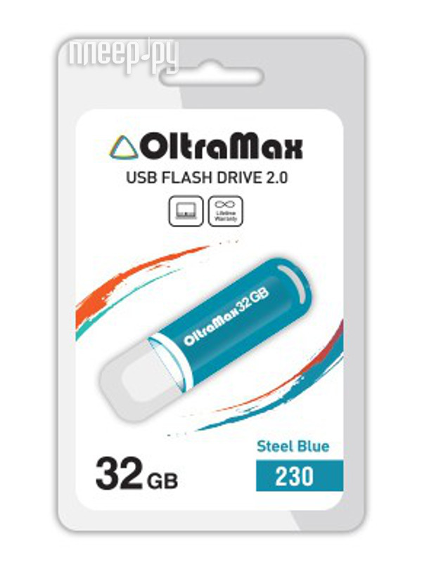USB Flash Drive 32Gb - OltraMax 230 OM-32GB-230-Steel Blue  454 