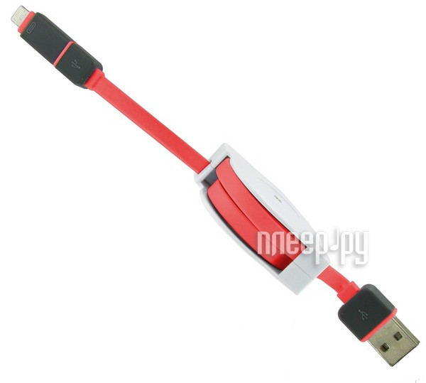  Krutoff USB - MicroUSB + Lightning  iPhone 5 / 6 Red 14153 