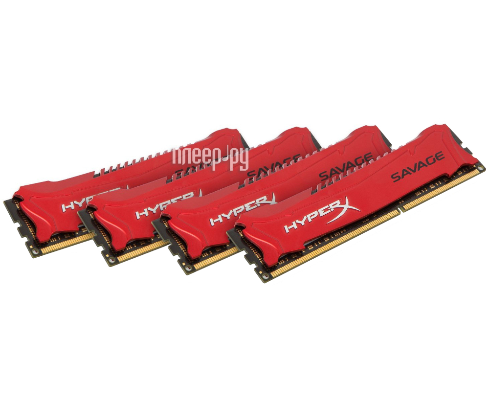   Kingston HyperX Savage DDR3 DIMM 1600MHz PC3-12800 CL9 - 32Gb KIT (4x8Gb) HX316C9SRK4 / 32 