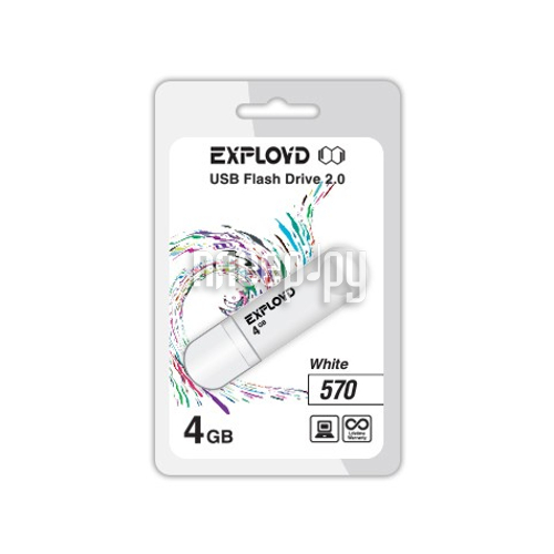 USB Flash Drive 4Gb - Exployd 570 White EX-4GB-570-White 