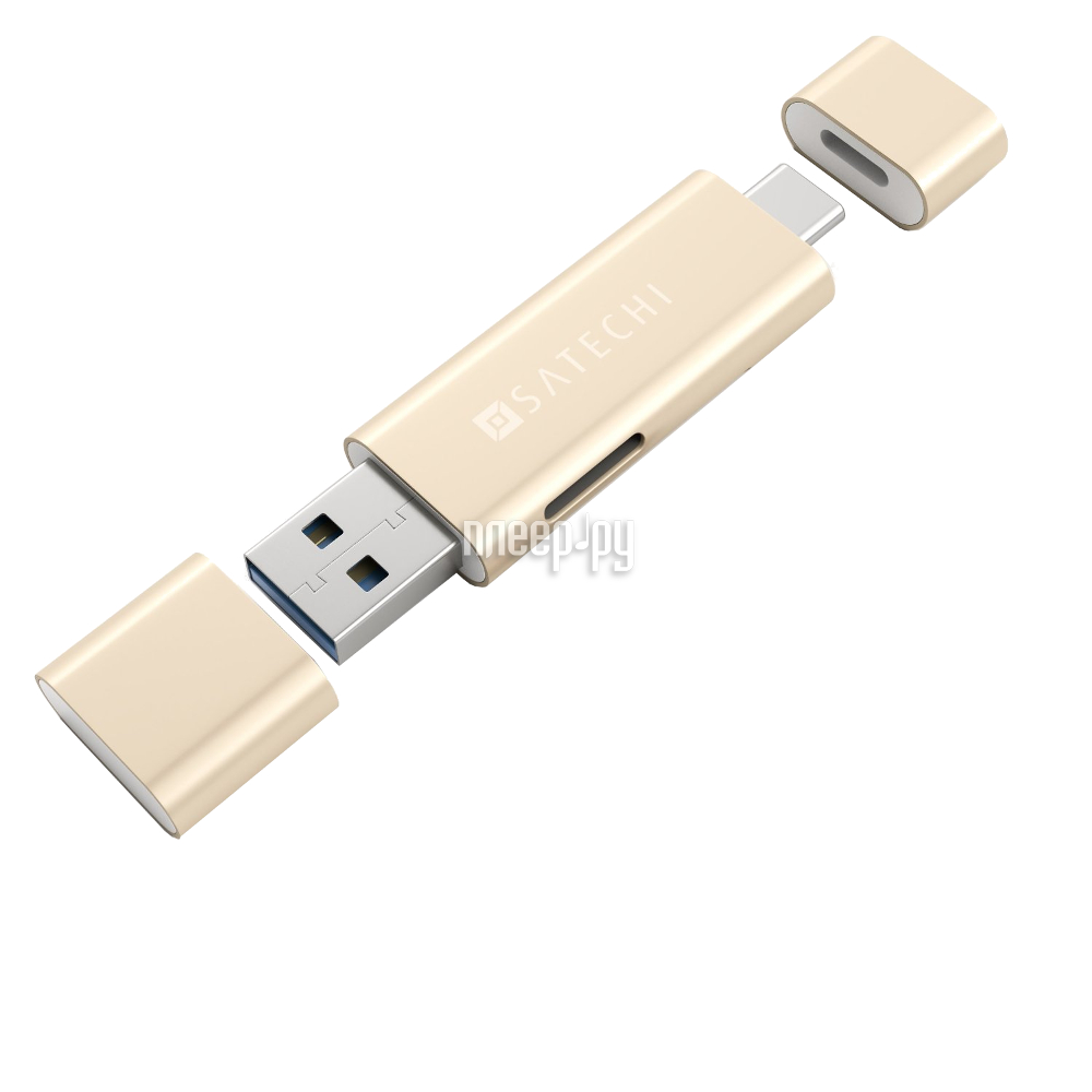 Satechi Aluminum Type-C USB 3.0 and Micro / SD Card Reader Gold B01EU2KRI8