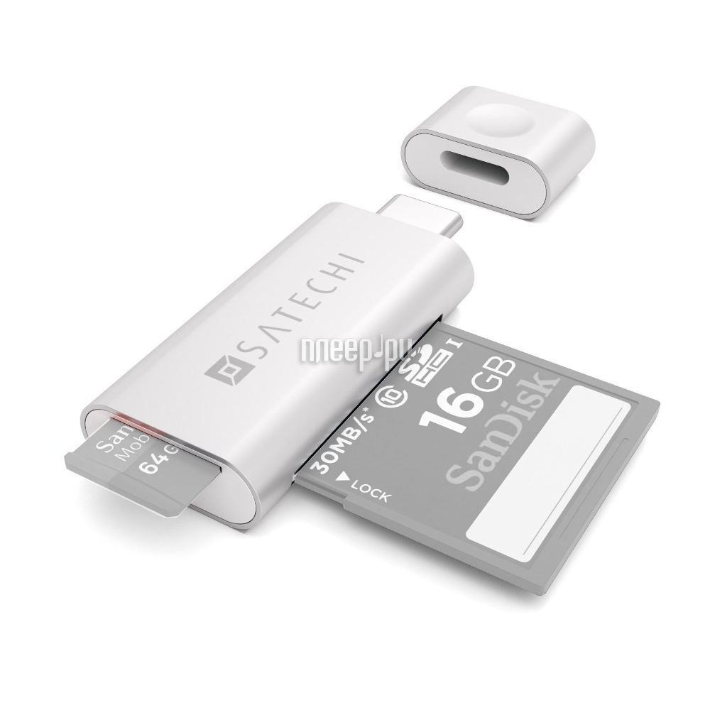 - Satechi Aluminum Type C Micro / SD Card Reader Silver B019PI2WPS / ST-TCUCS  1489 