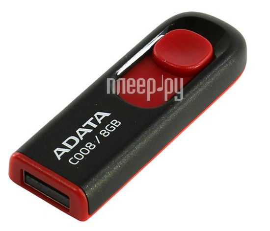 USB Flash Drive 8Gb - A-Data C008 Classic Black-Red AC008-8G-RKD 