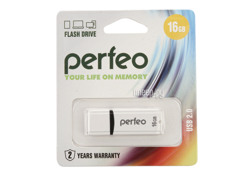 USB Flash Drive 16Gb - Perfeo C02 White PF-C02W016  285 