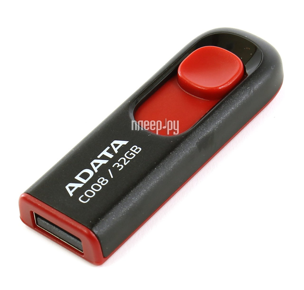 USB Flash Drive 32Gb - A-Data C008 Classic Black-Red AC008-32G-RKD  580 