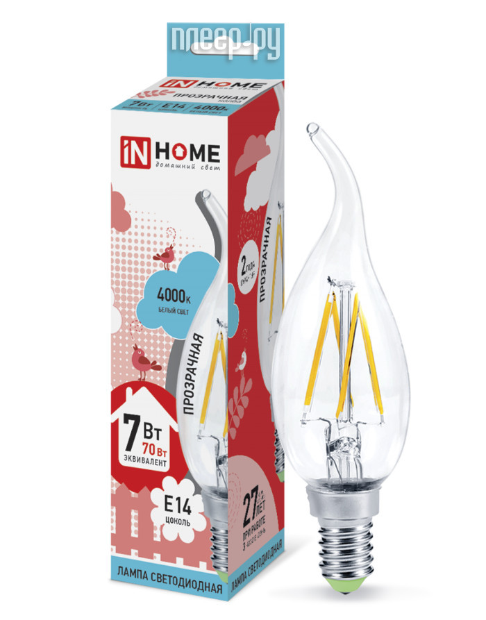  IN HOME LED-  -deco 7W 4000K 230V 630Lm E14 Clear 4690612007670  141 