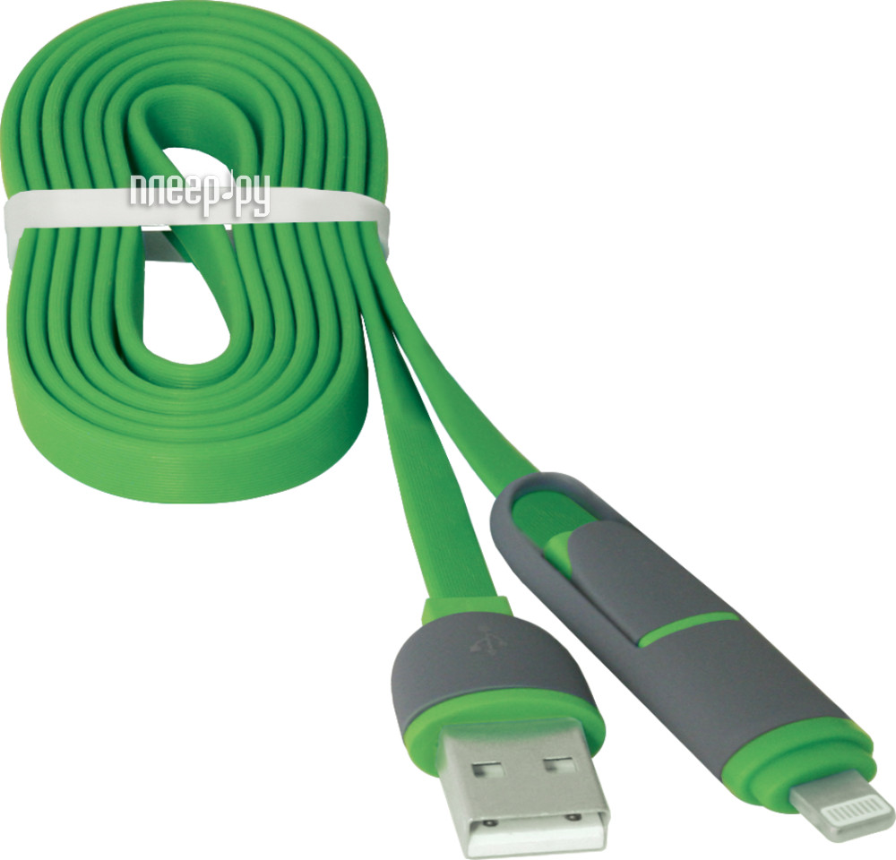  Defender MicroUSB - Lightning 1m USB10-03BP Green 87489 