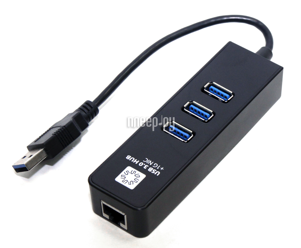  USB 5bites 3xUSB3.0 - RJ45 UA3-45-04BK Black 