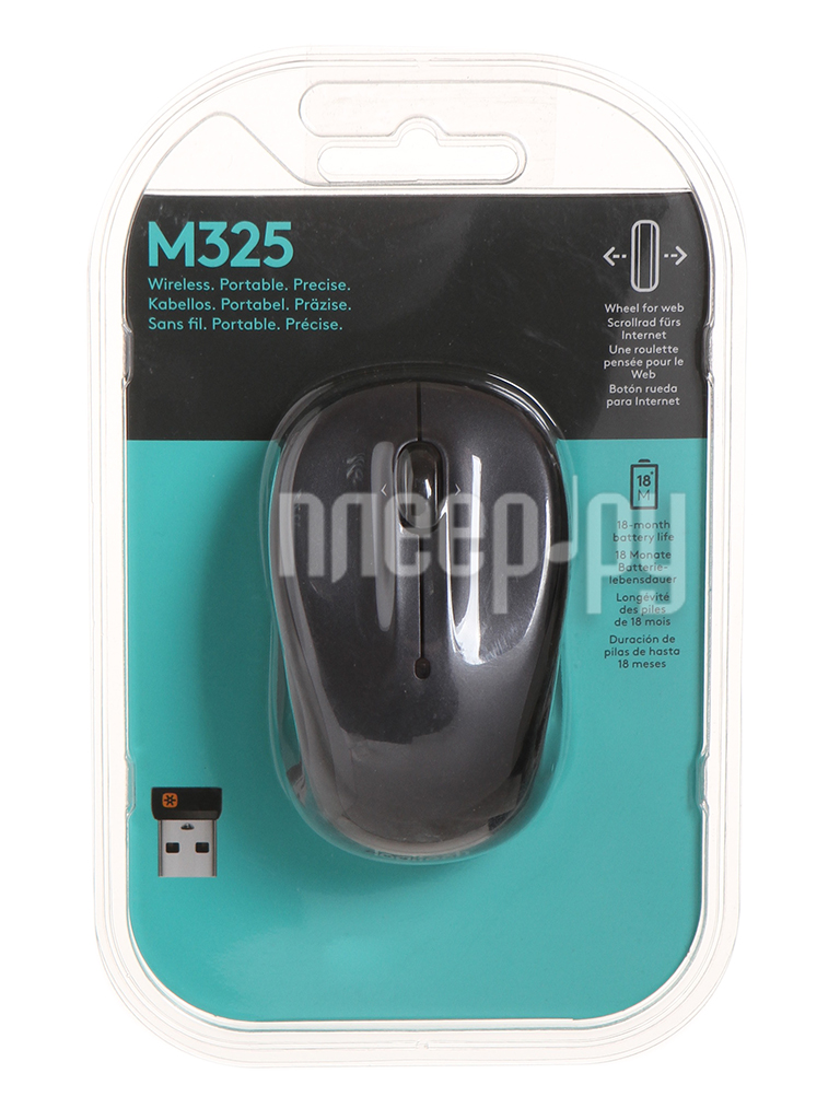  Logitech Wireless Mouse M325 Dark Grey USB 