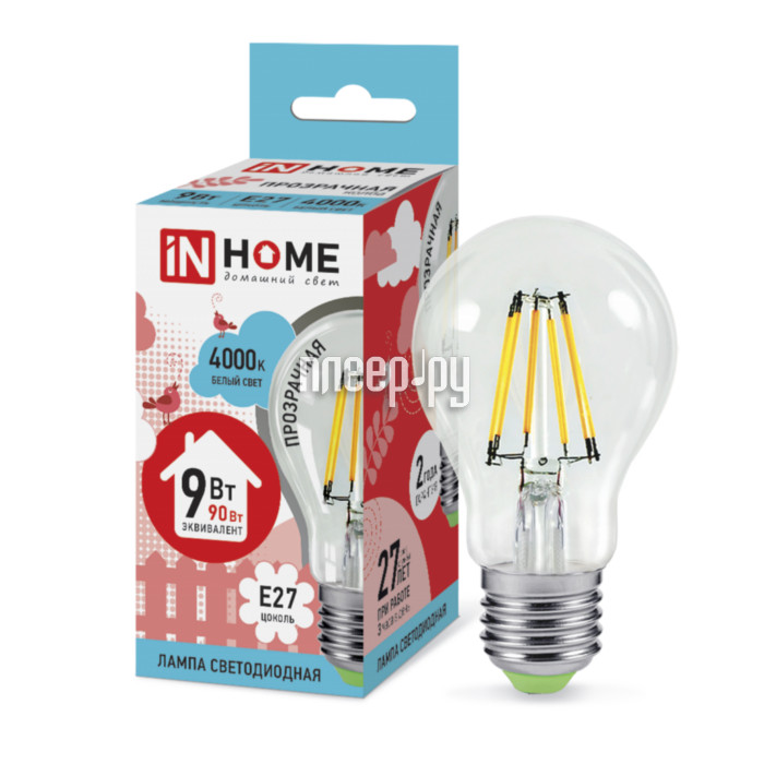  IN HOME LED-A60-deco 9W 230V E27 4000K 810Lm Clear 4690612008073  162 