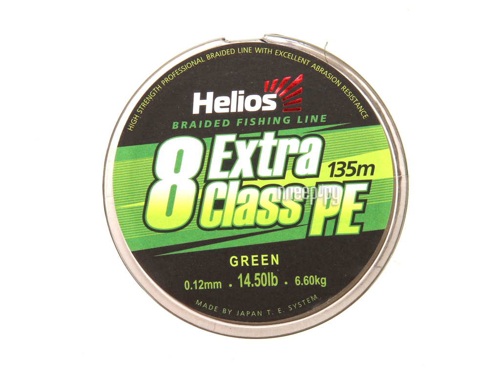   Helios Extra Class 8 PE Braid 0.12mm 135m Green HS-8PEG-12 / 135 G