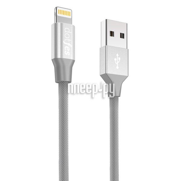  Dotfes USB - Lightning MFI A01F 2.5A 1m Grey 14601 