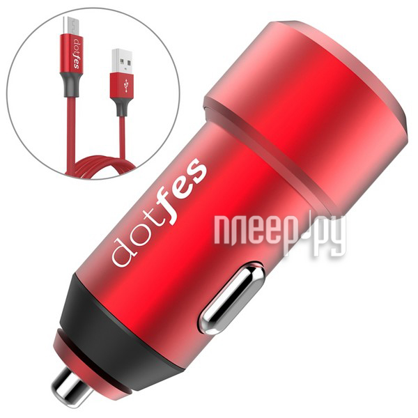   Dotfes B03s 2xUSB 4.8A + Micro USB Red 03171 
