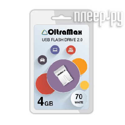 USB Flash Drive 4Gb - OltraMax 70 White OM-4GB-70-White  203 