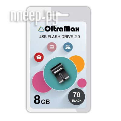 USB Flash Drive 8Gb - OltraMax 70 Black OM-8GB-70-Black  250 