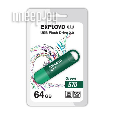 USB Flash Drive 64Gb - Exployd 570 EX-64GB-570-Green 