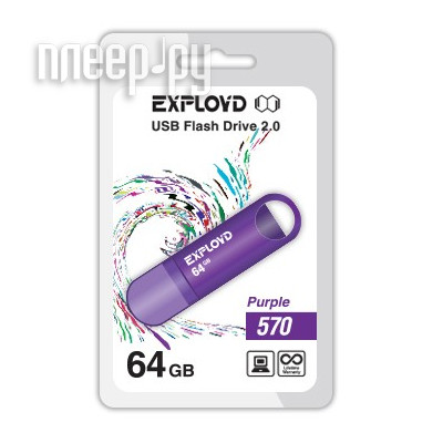 USB Flash Drive 64Gb - Exployd 570 EX-64GB-570-Purple 