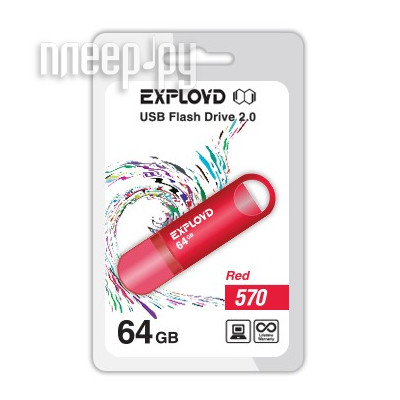 USB Flash Drive 64Gb - Exployd 570 EX-64GB-570-Red  924 