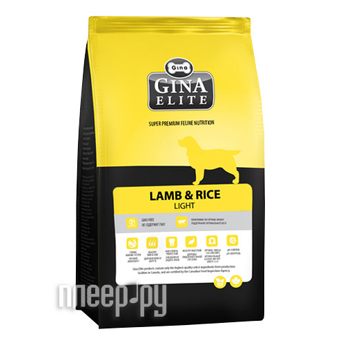  Gina Elite Lamb & Rice Light 18kg 160016.4 