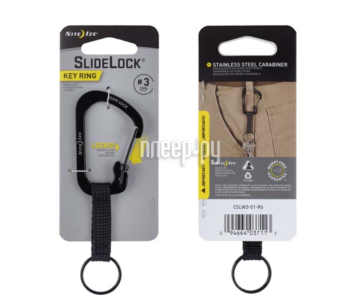  Nite Ize SlideLock Key Ring Black CSLW3-01-R6  294 