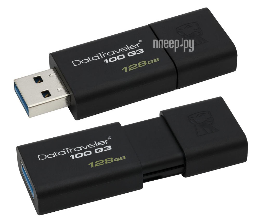 USB Flash Drive 128Gb - Kingston FlashDrive Data Traveler 100 G3 DT100G3 /