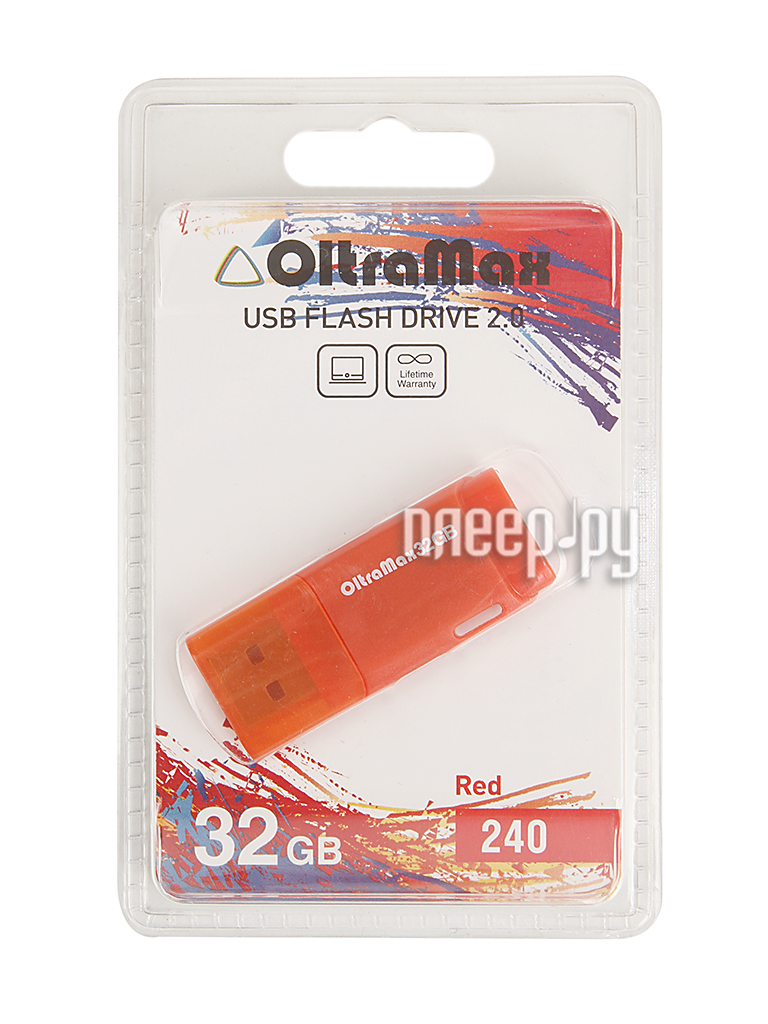 USB Flash Drive 32Gb - OltraMax 240 OM-32GB-240-Red  453 