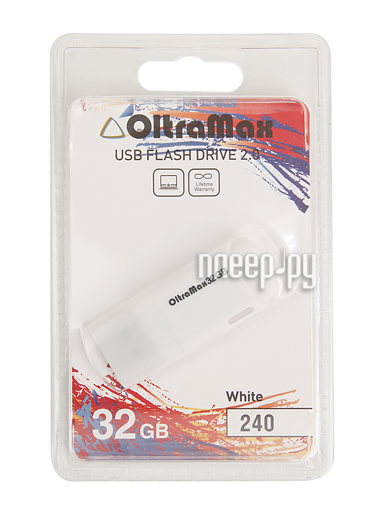 USB Flash Drive 32Gb - OltraMax 240 OM-32GB-240-White 
