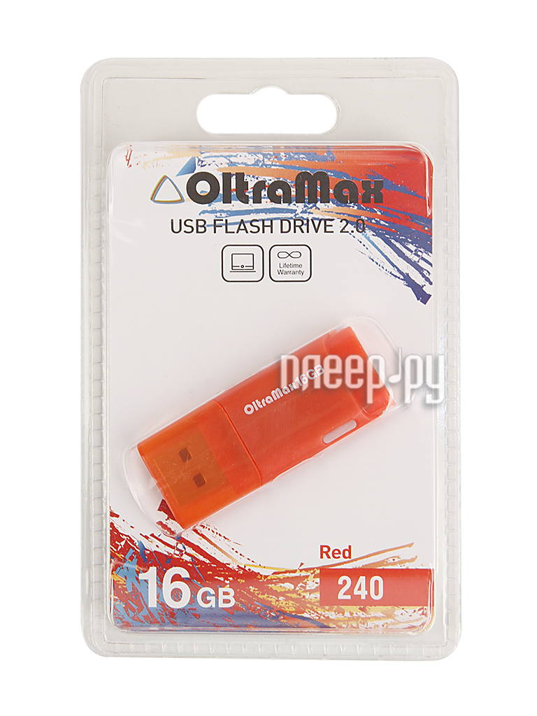 USB Flash Drive 16Gb - OltraMax 240 OM-16GB-240-Red