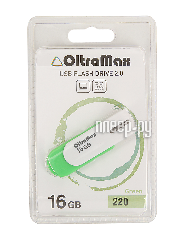 USB Flash Drive 16Gb - OltraMax 220 OM-16GB-220-Green  277 
