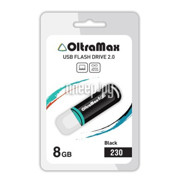 USB Flash Drive 8Gb - OltraMax 230 OM-8GB-230-Black 