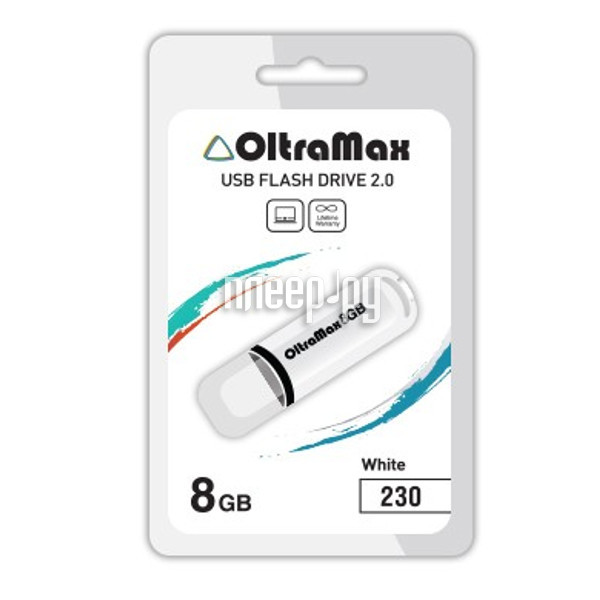 USB Flash Drive 8Gb - OltraMax 230 OM-8GB-230-White 