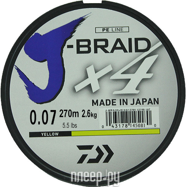   Daiwa J-Braid X4 0.07mm 270m Yellow 12740-107RU