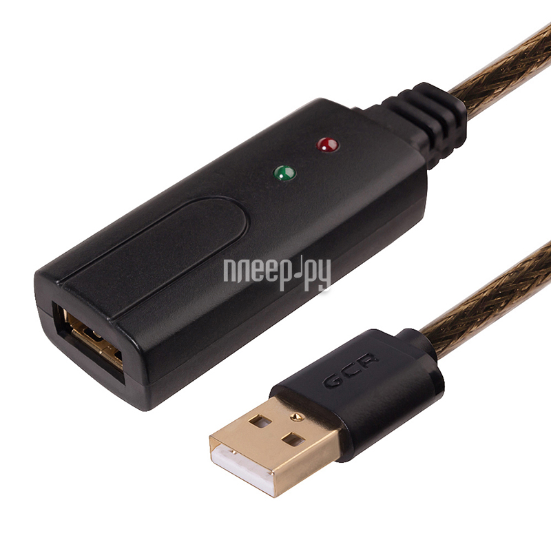  Greenconnect Premium USB 2.0 AM - AF 3.0m Black-Transparent