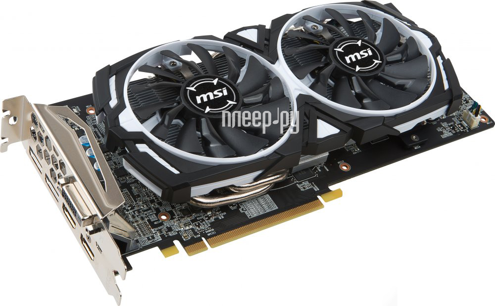  MSI Radeon RX 580 1340Mhz PCI-E 3.0 4096Mb 7000Mhz 256 bit DVI 2xHDMI HDCP RX 580 ARMOR 4G 