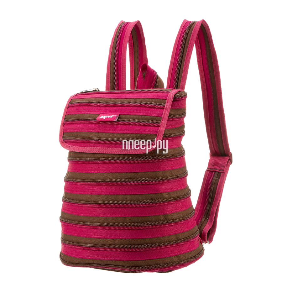  Zipit Zipper Backpack Pink-Brown ZBPL-1