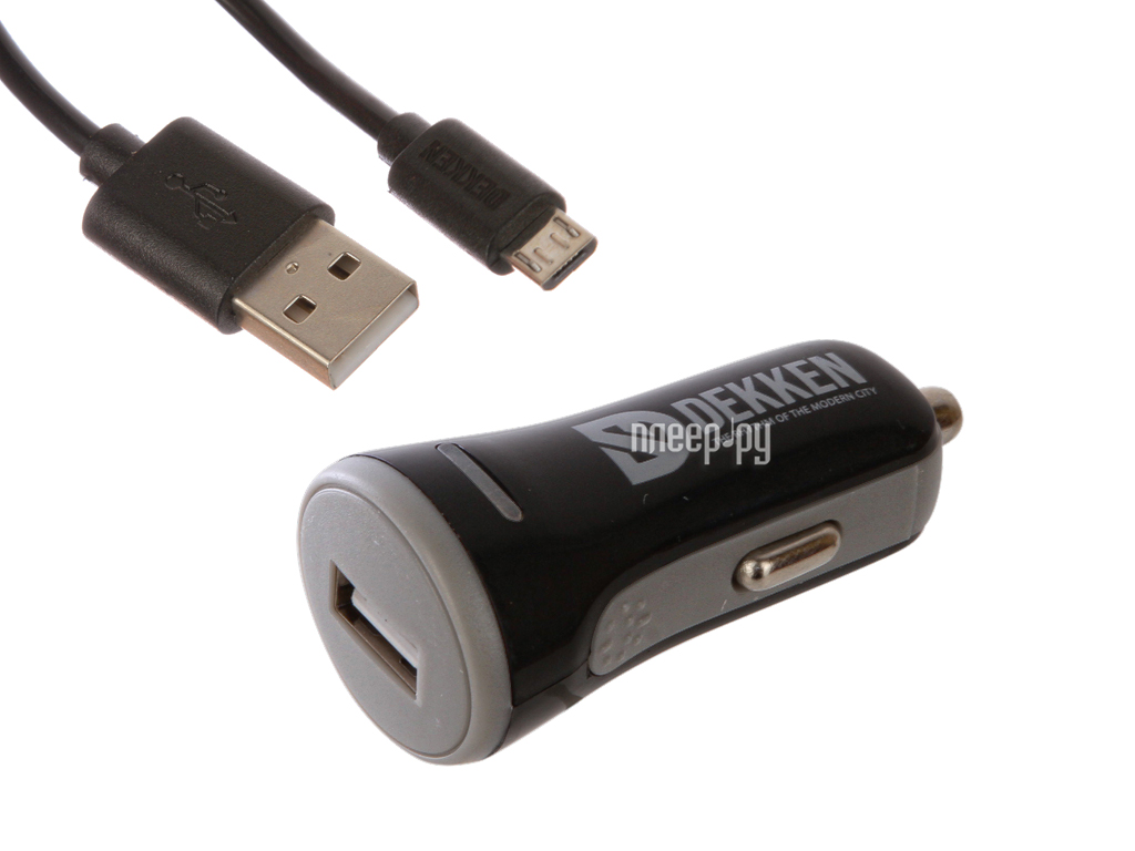   Dekken USB 1.2A +  microUSB Black-Grey 20908 
