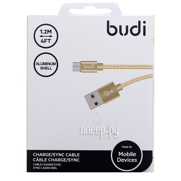  Budi USB - MicroUSB M8J144M 1.2m Gold 