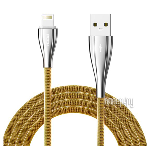  Rock USB to Lightning Metal Data Cable 1m RCB0485 Golden
