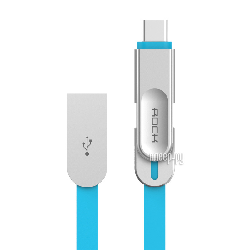  Rock USB to Lightning + MicroUSB + Type-C Metal Data Cable Blue  621 