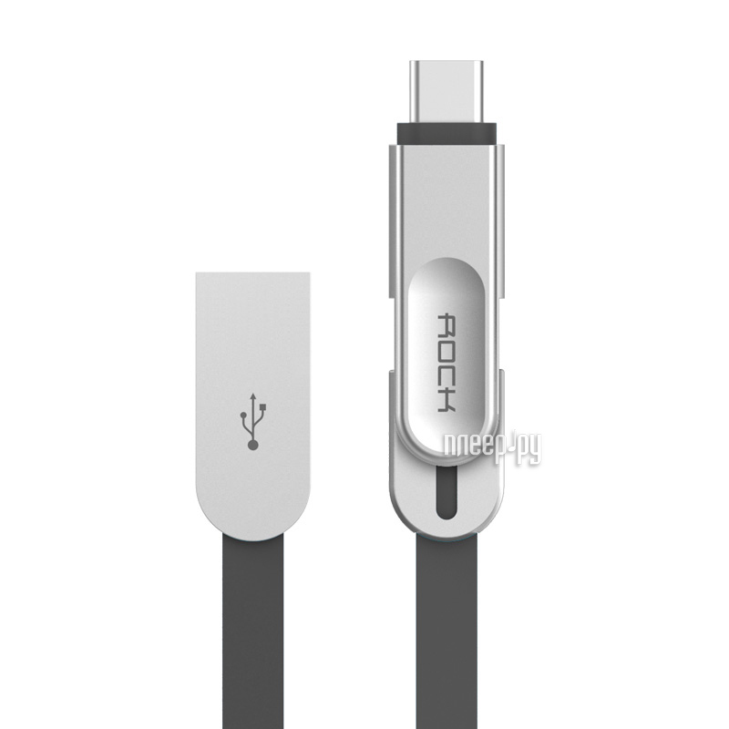  Rock USB to Lightning + MicroUSB + Type-C Metal Data Cable Black  616 